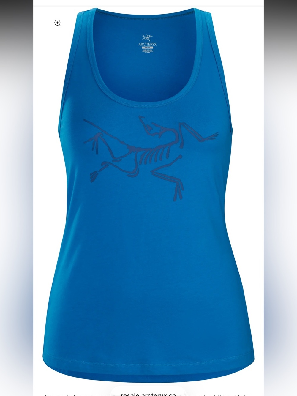Arc'teryx Women’s Blue Tank with Dark Blue Skeletal Logo